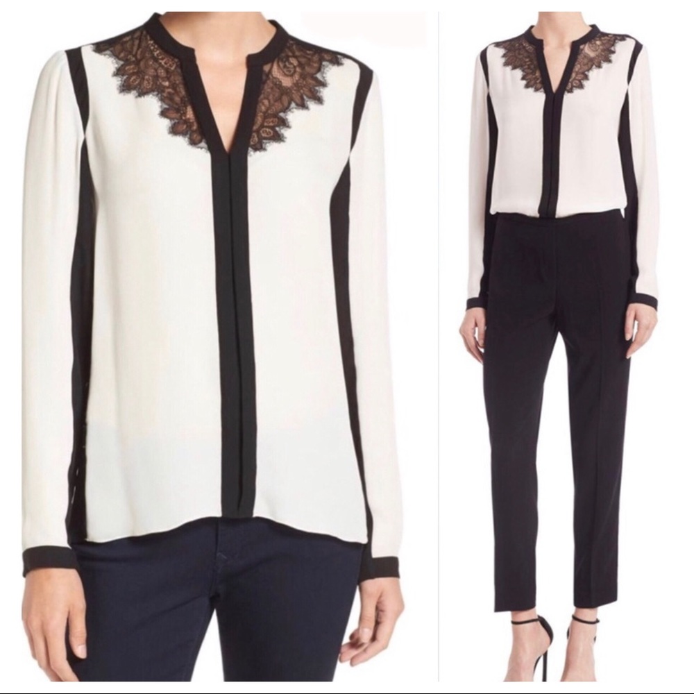 Elie Tahari Denise Blouse Black Lace M (NWT) (HP)